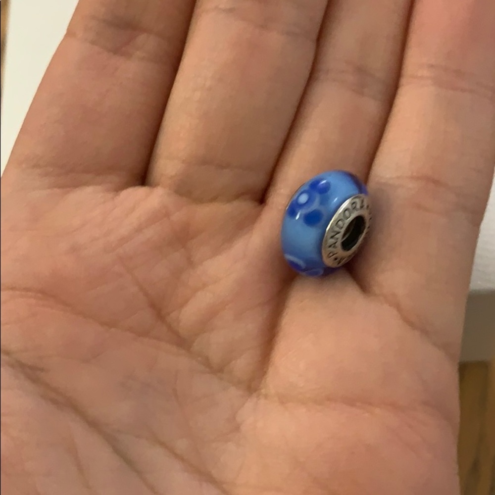 Pandora Blue Floral Murano Glass Charm - Picture 2 of 5